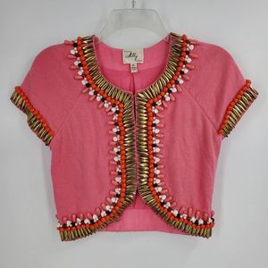 MILLY of NY womens P (0-2) pink embellished bolero or cropped cardigan